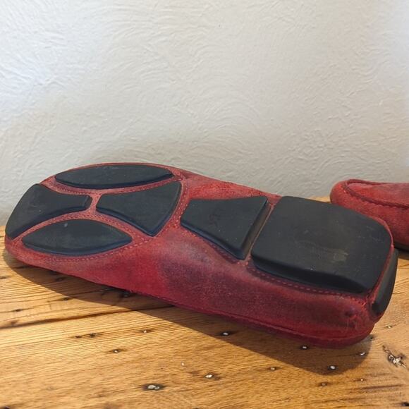 Donald J. Pliner Made in Italy Vesta Red Distressed Driving Mocassins Size 6.5 - Picture 11 of 12